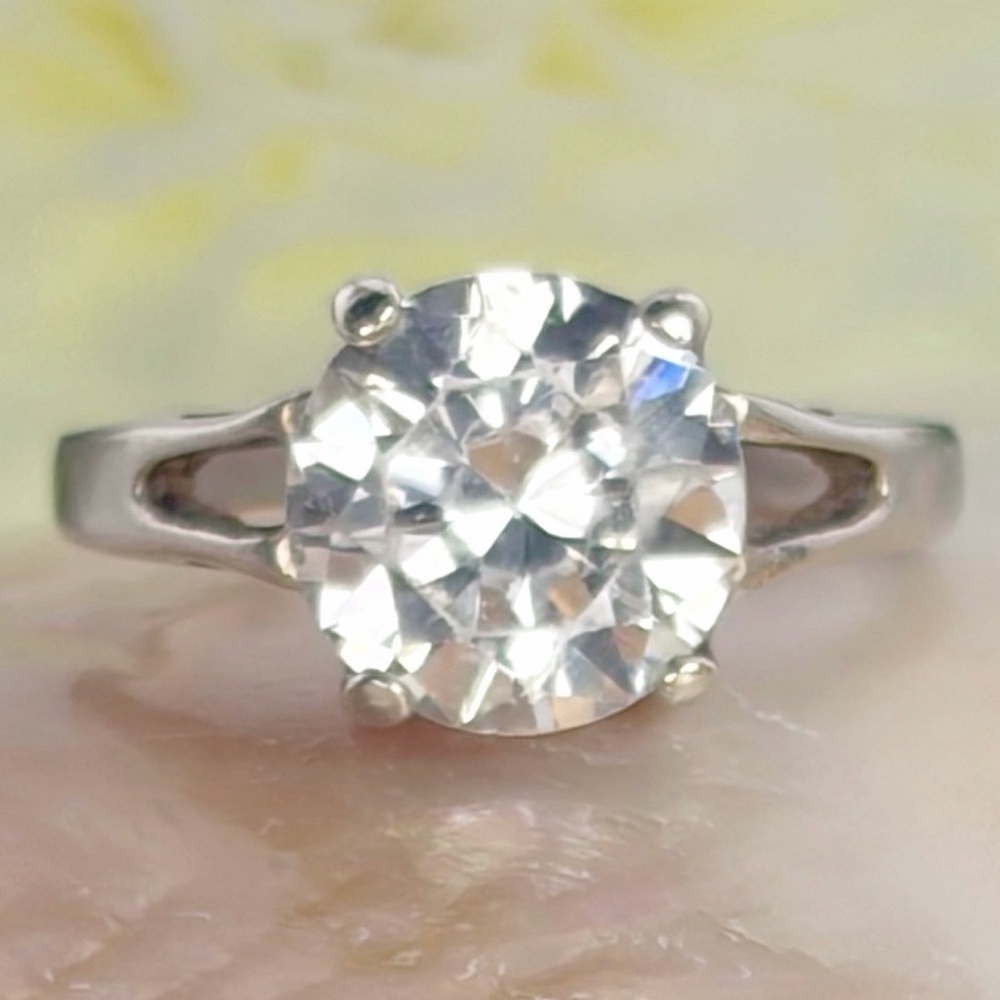 Vintage Art Deco Style Sterling Silver 925 Simulated Diamond Ring Size 7